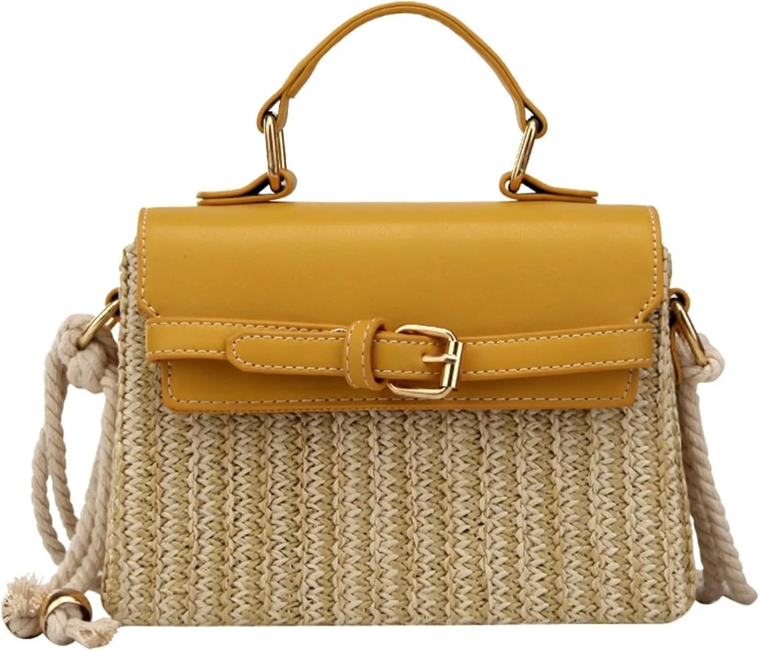 Small Cute Beach Bags for Women Straw Purses for Women Summer Purse Vacation Handbags Crossbody Bags Shoulder Bag(Yellow)