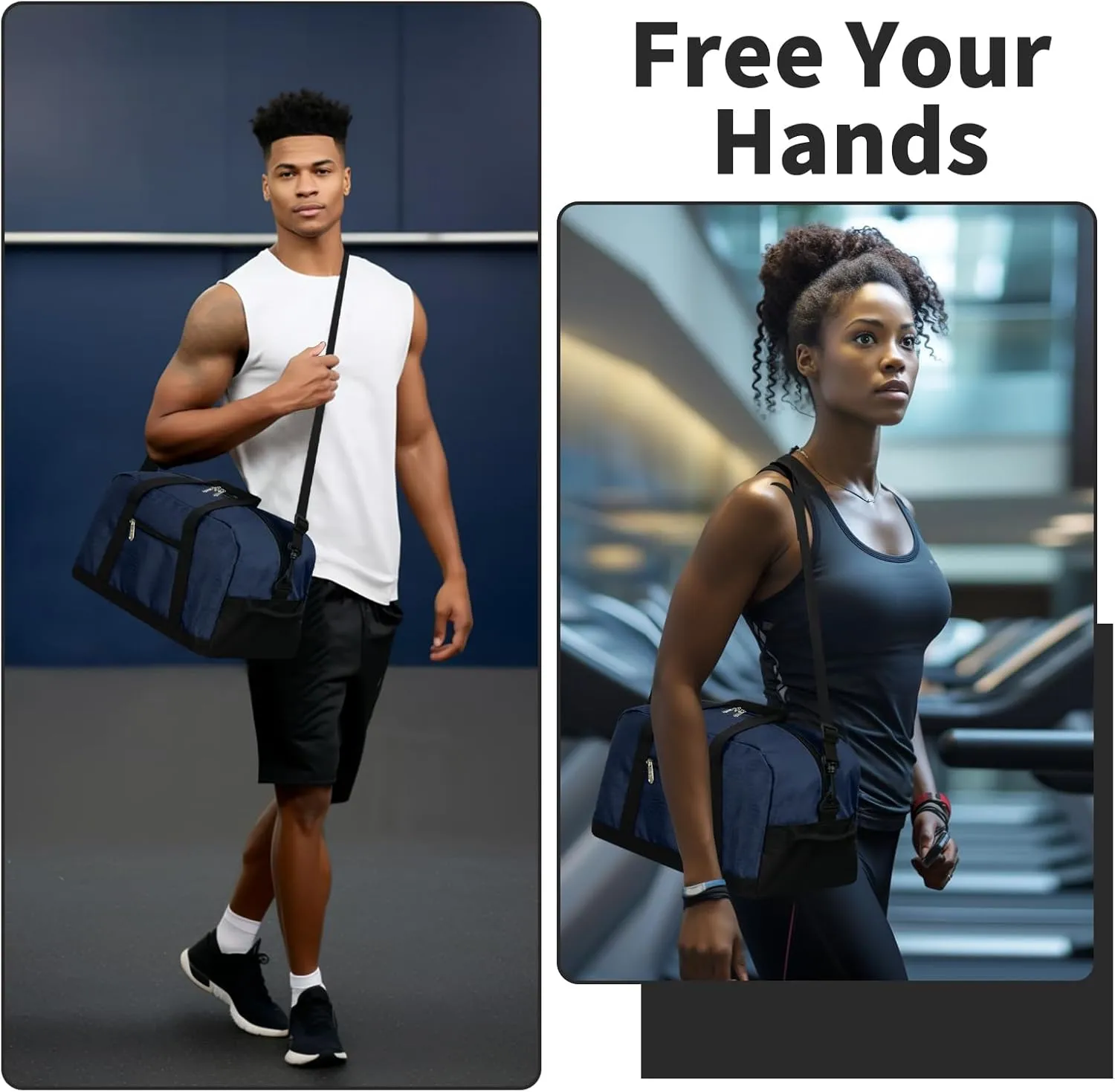 Small Gym Bag 14 inch lightweight Carry On Mini Duffel Bag for Travel Sport - Navy Blue