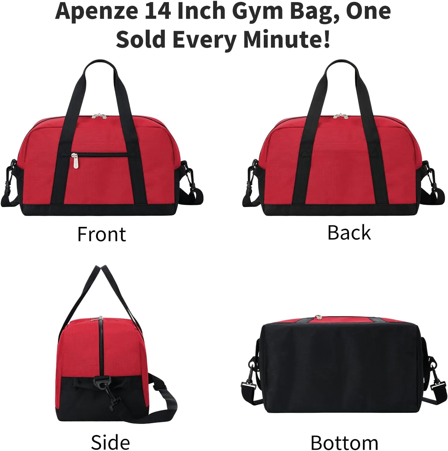 Small Gym Bag 14 inch lightweight Carry On Mini Duffel Bag for Travel Sport - Red