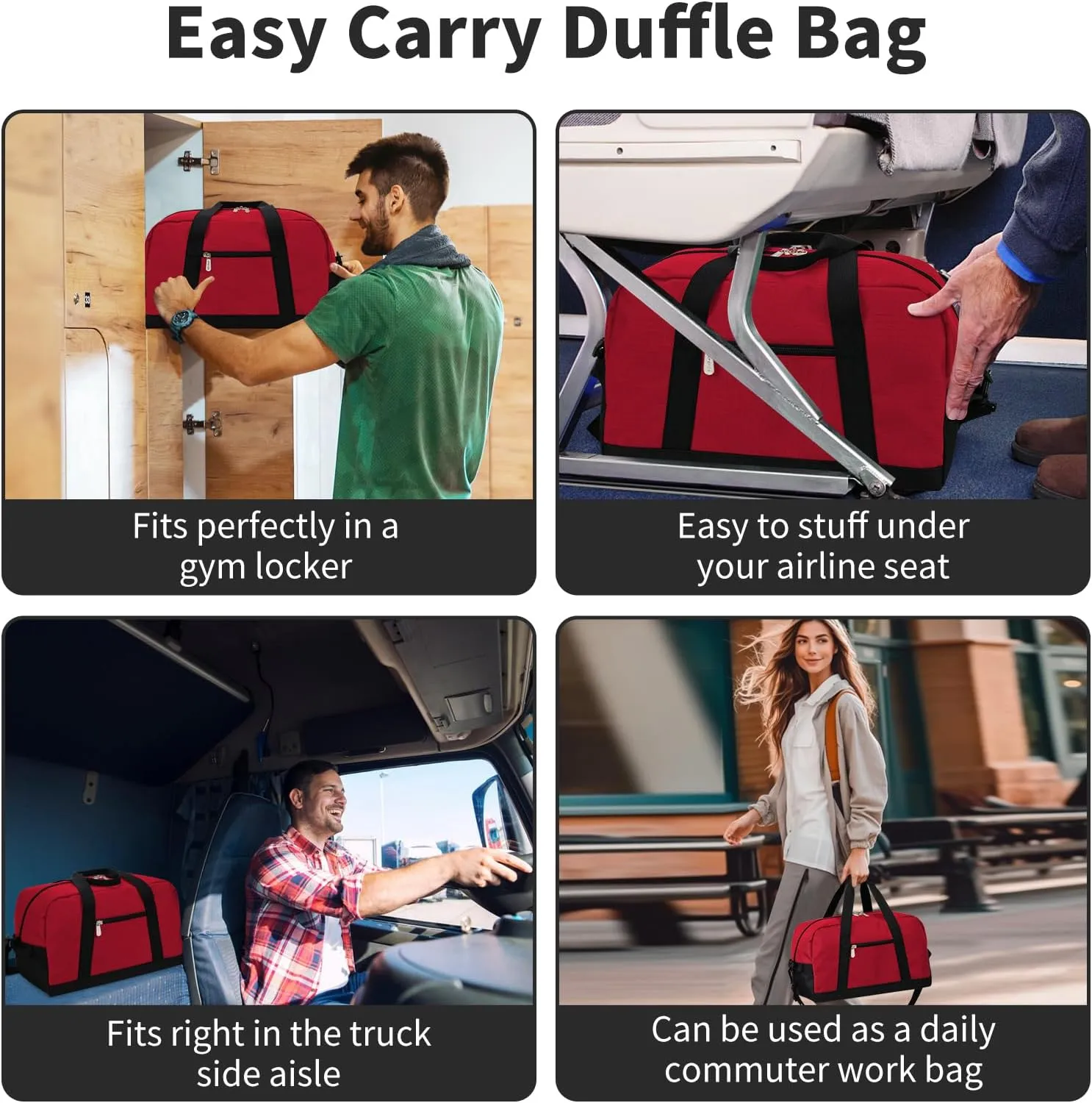 Small Gym Bag 14 inch lightweight Carry On Mini Duffel Bag for Travel Sport - Red
