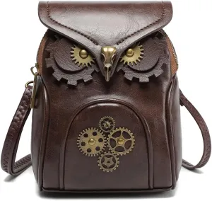 Small Owl Purse Renaissance Cell Phone Crossbody Bag PU Leather Medieval Belt Pouch