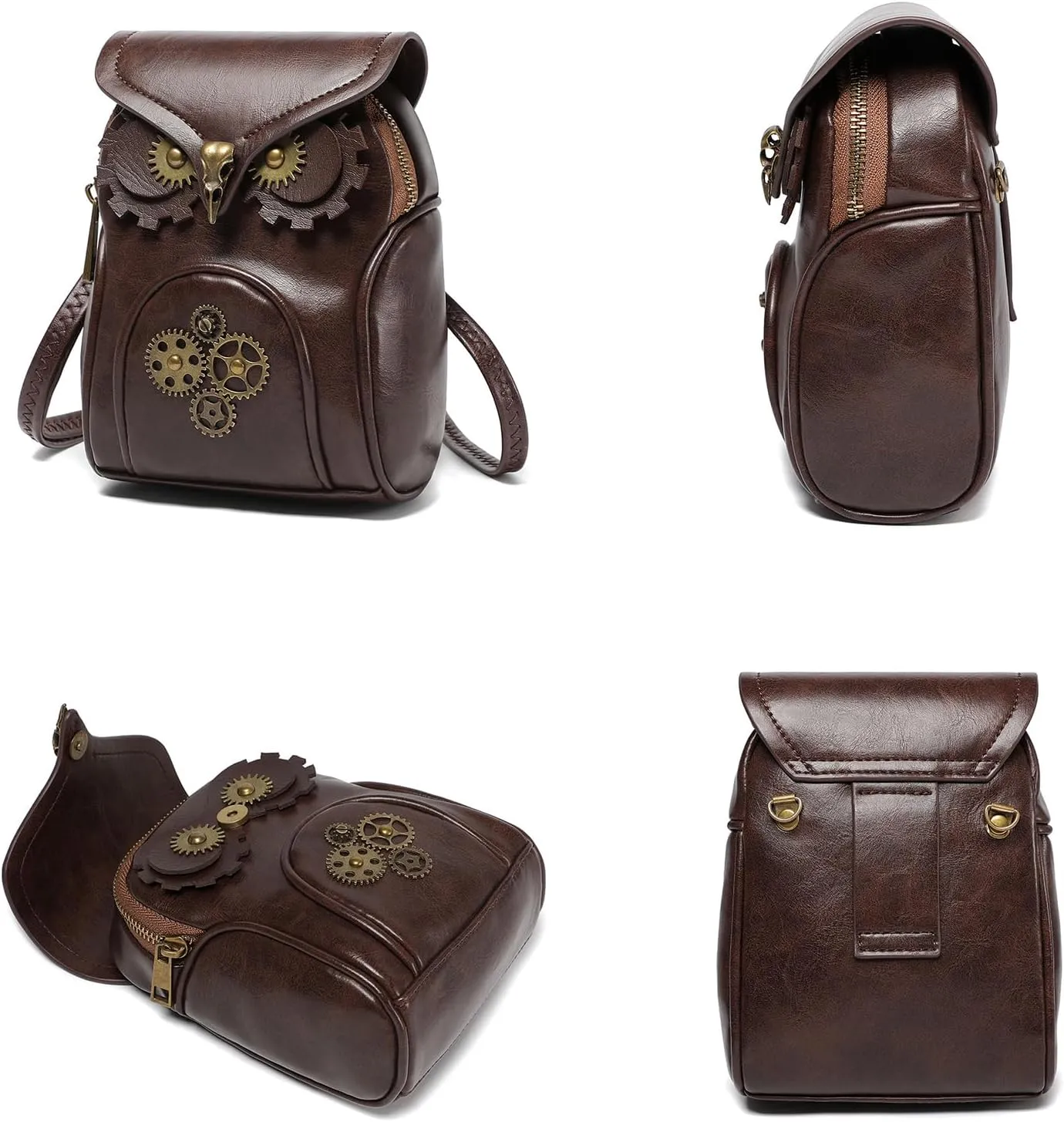 Small Owl Purse Renaissance Cell Phone Crossbody Bag PU Leather Medieval Belt Pouch