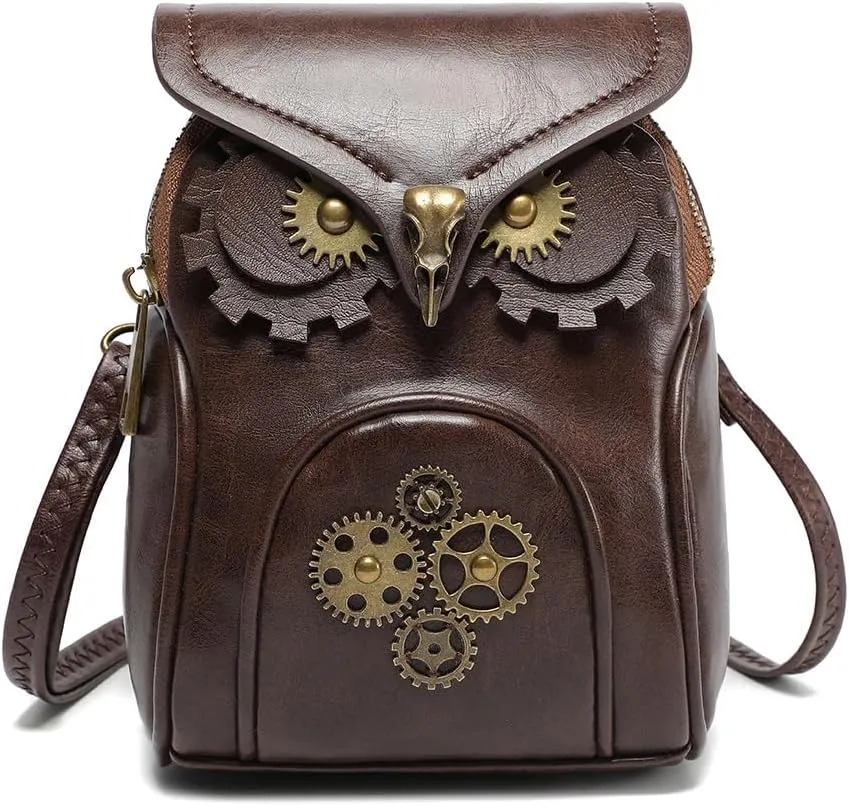 Small Owl Purse Renaissance Cell Phone Crossbody Bag PU Leather Medieval Belt Pouch