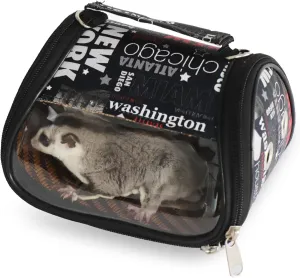 Small pet Backpack Suitable for Hamsters, Birds, and Sugar Gliders - Transparent Bird Backpack with Ventilation Holes, Adjustable Straps, Detachable Bamboo Lining (Black)