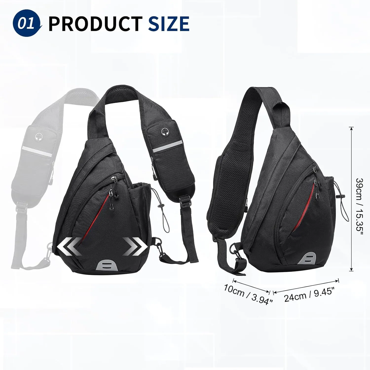 Small Sling Bag Crossbody Hiking Bag 9.36L Shoulder Bag with Headphone Jack, Man Women Crossbody Casual Backpack for Travel, Camping (Black)
