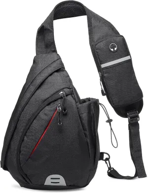 Small Sling Bag Crossbody Hiking Bag 9.36L Shoulder Bag with Headphone Jack, Man Women Crossbody Casual Backpack for Travel, Camping (Black)