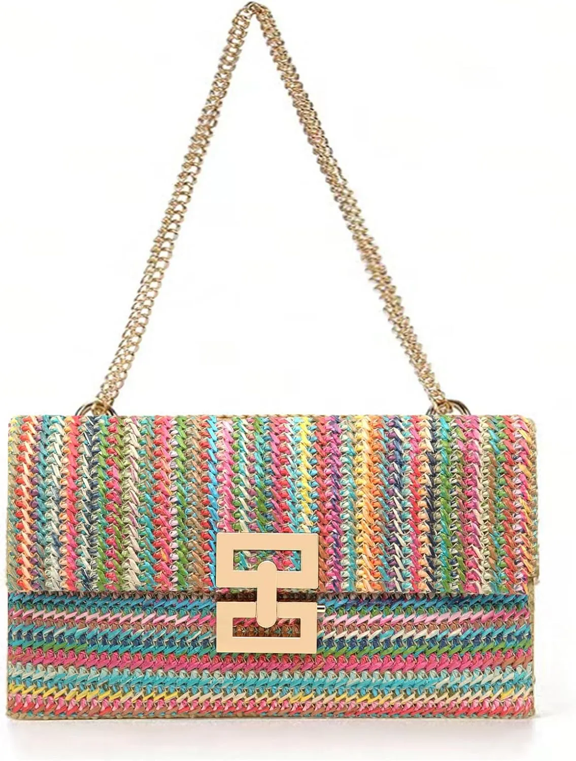 Small Straw Clutch Straw Crossbody Bag for Women, Summer Beach Woven Shoulder Bag Riffia Envelope Evening Handbag