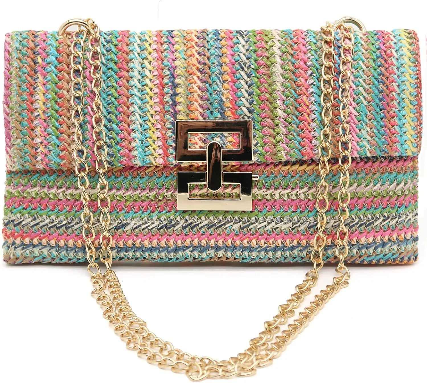Small Straw Clutch Straw Crossbody Bag for Women, Summer Beach Woven Shoulder Bag Riffia Envelope Evening Handbag