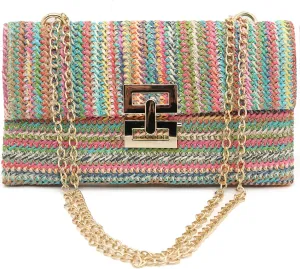 Small Straw Clutch Straw Crossbody Bag for Women, Summer Beach Woven Shoulder Bag Riffia Envelope Evening Handbag