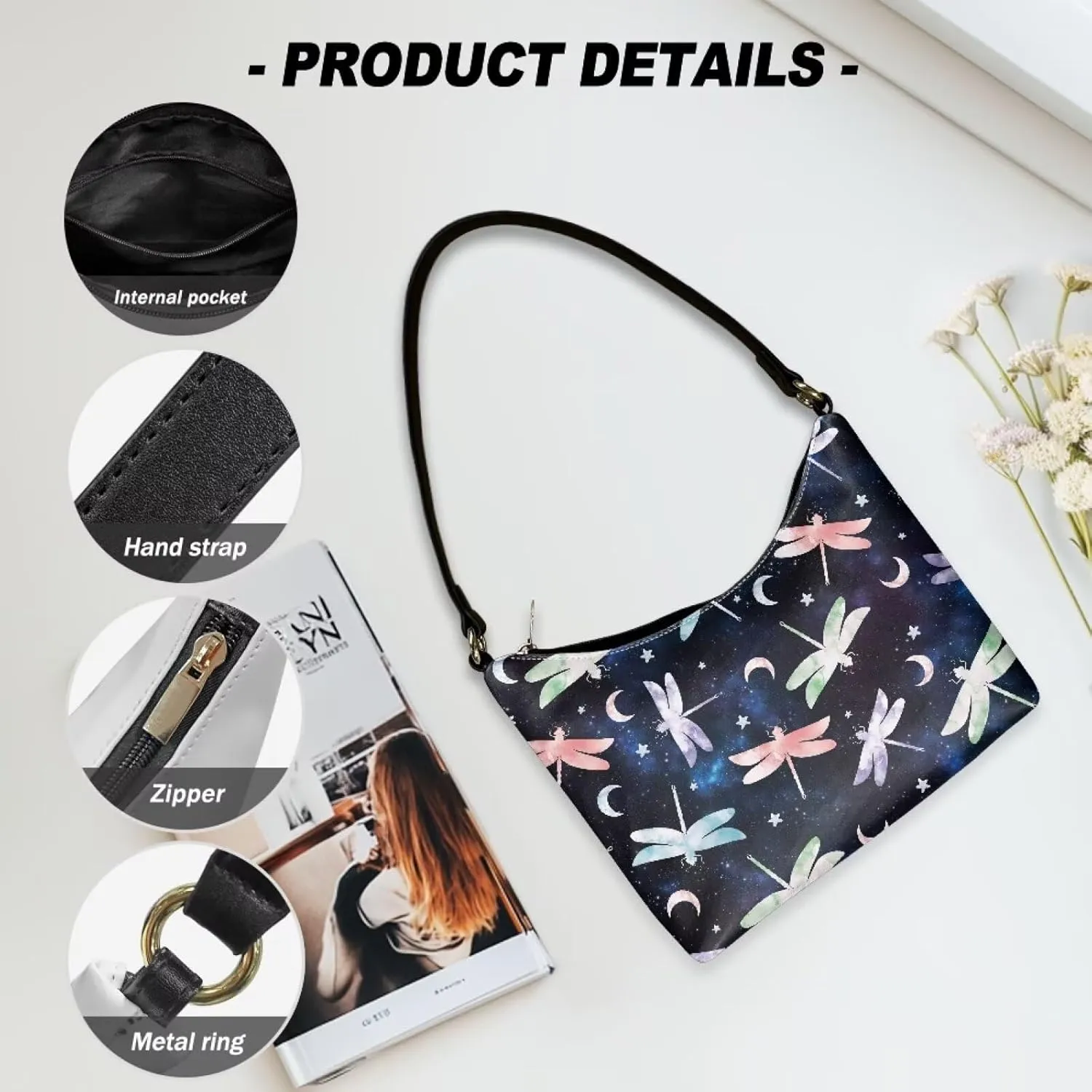 Small Underarm Crossbody bag with Zipper Closure for Women Dating Party