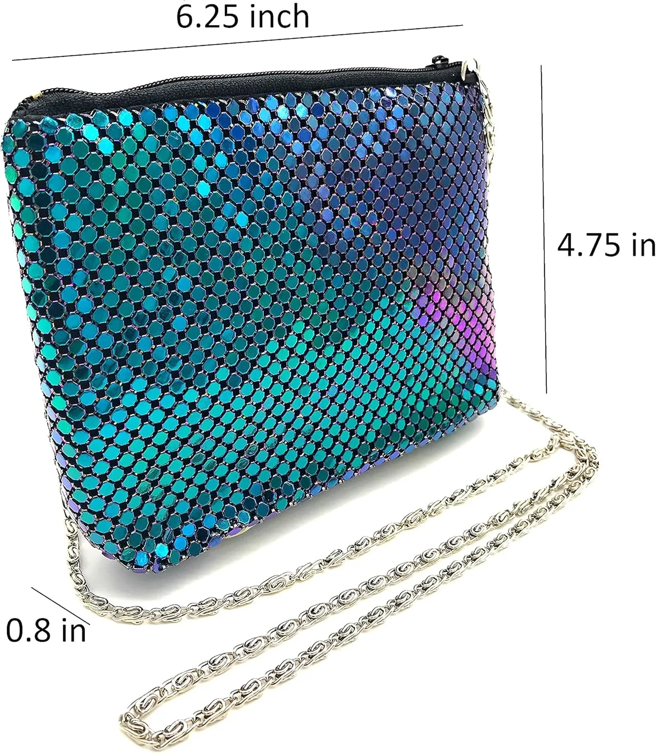 Small Women Clutch Metal Mesh Evening Crossbody Purse Bag for Party or Daily Use