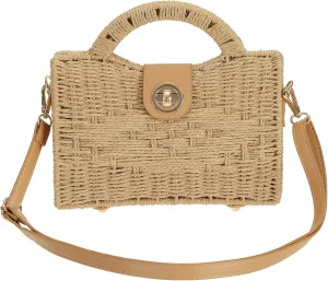 So'each Women Handmade Straw Wicker Woven Purse Boho Crossbody Shoulder Bag