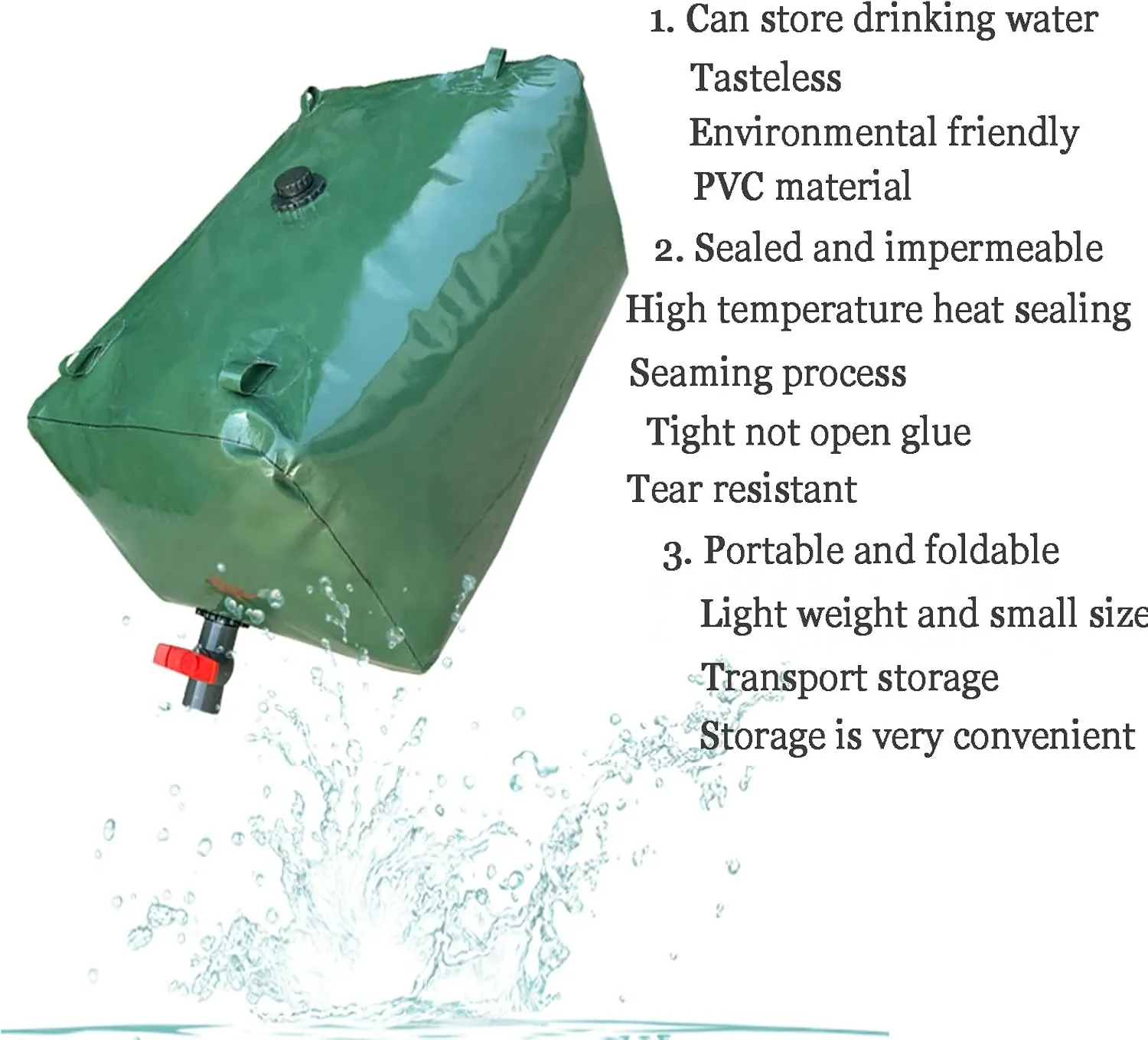 Soft Drought-Resistant Water Bag，Bladder Water Storage Bag, Collapsible Bladder, Portable Water Tank, Large Flexible Emergency Bucket, Camping Shower Water Container ( Size : 1.5x0.9x0.5m/670L/176gall