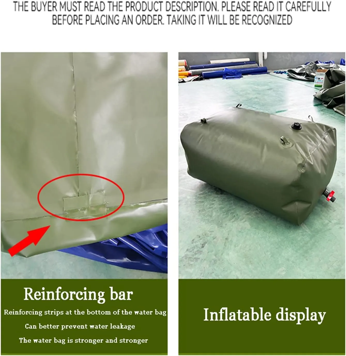 Soft Drought-Resistant Water Bag，Bladder Water Storage Bag, Collapsible Bladder, Portable Water Tank, Large Flexible Emergency Bucket, Camping Shower Water Container ( Size : 1.5x0.9x0.5m/670L/176gall