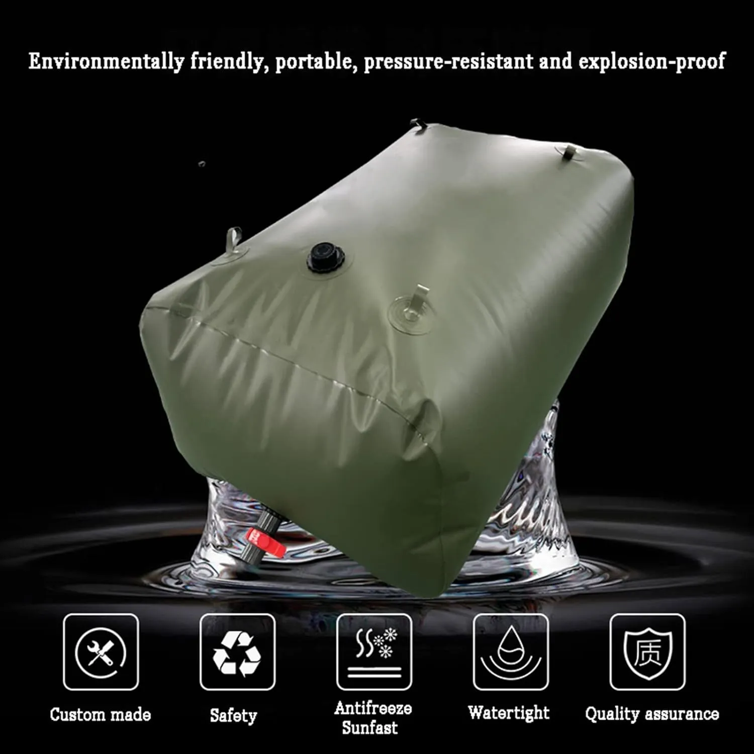 Soft Drought-Resistant Water Bag，Bladder Water Storage Bag, Collapsible Bladder, Portable Water Tank, Large Flexible Emergency Bucket, Camping Shower Water Container ( Size : 1.5x0.9x0.5m/670L/176gall