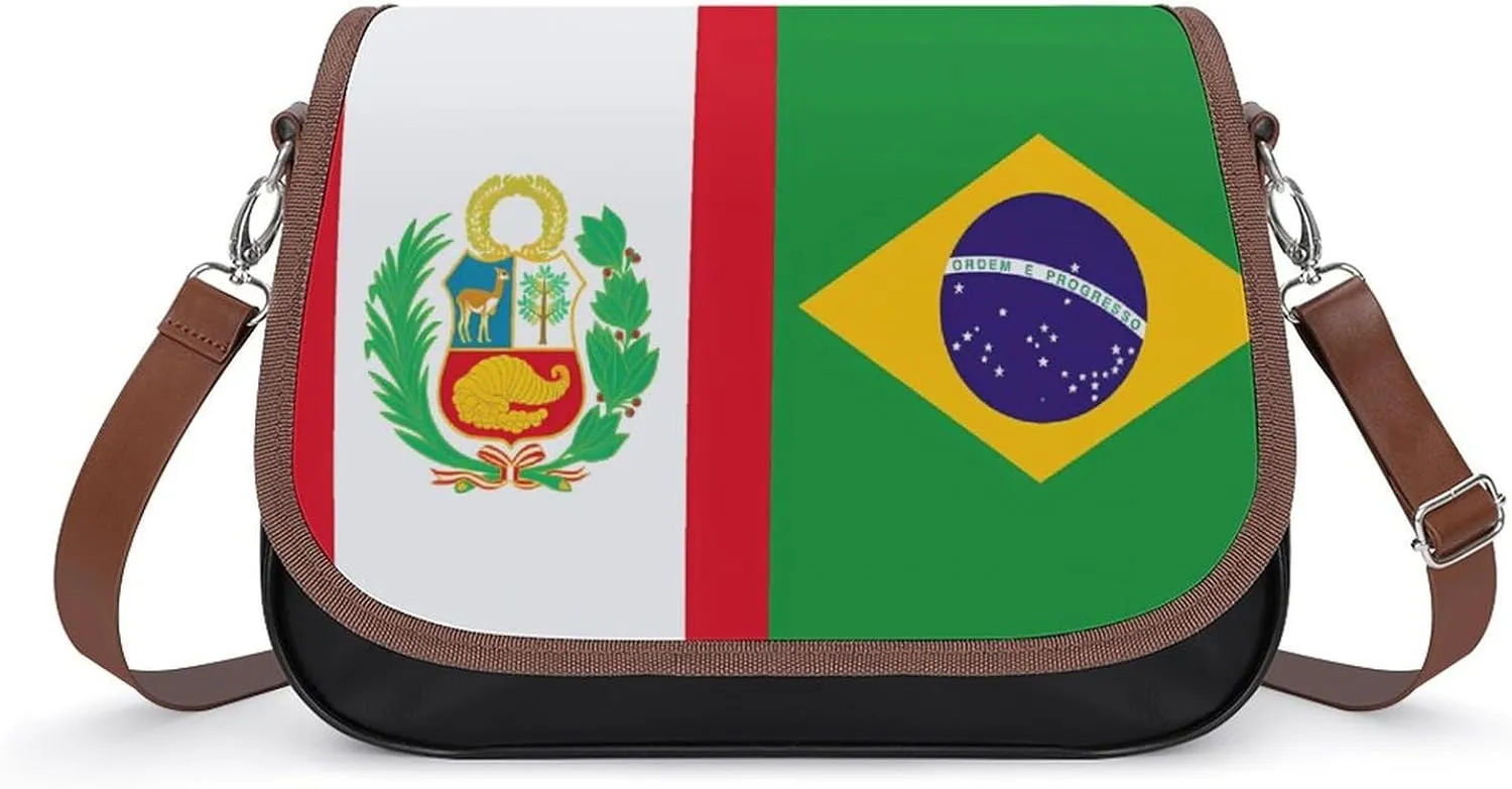 Spain Flag Peru State Flag Women's Small Sling Crossbody Bag Trendy Messenger Bags with Adjustable Strap for Travel