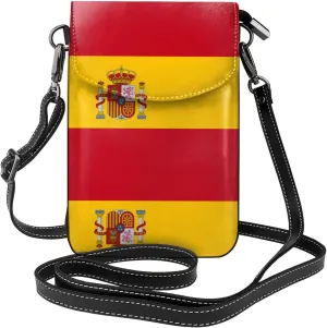 Spanish flag Roomy Cell Phone Purse Wallet - Versatile Canvas Small Crossbody Purse Bags with Adjustable Leather Strap