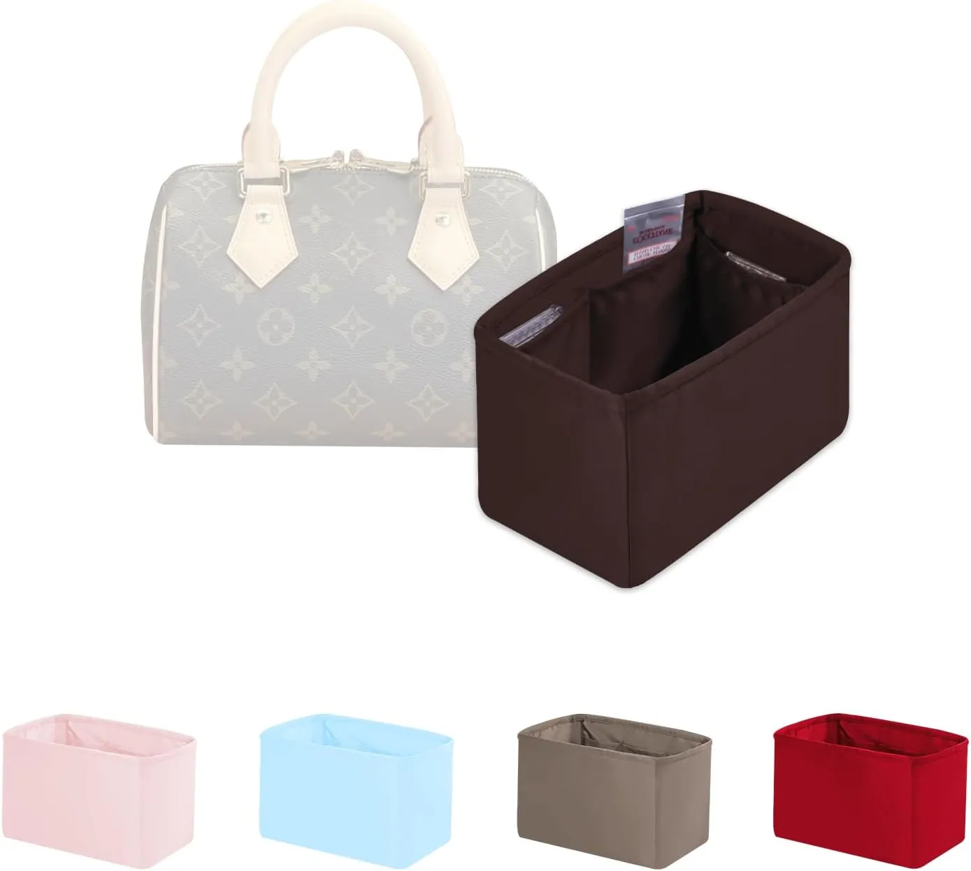 Speedy 25 Organizer Insert, Purse Dividers Compatible with LV Bag Speedy, Women's Handbag Organizers with Silky Satin (Chocolat, Speedy25)