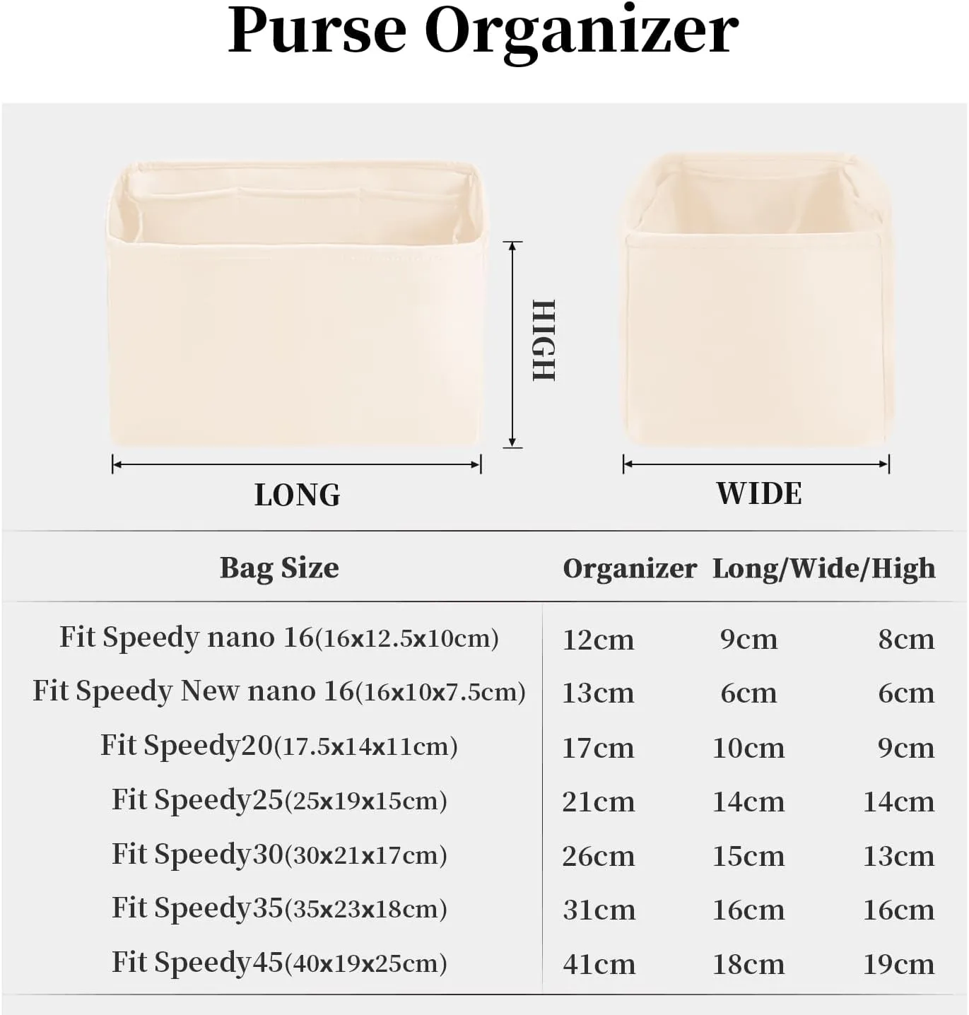 Speedy 25 Organizer Insert, Purse Dividers Compatible with LV Bag Speedy, Women's Handbag Organizers with Silky Satin (Craie, Speedy25)