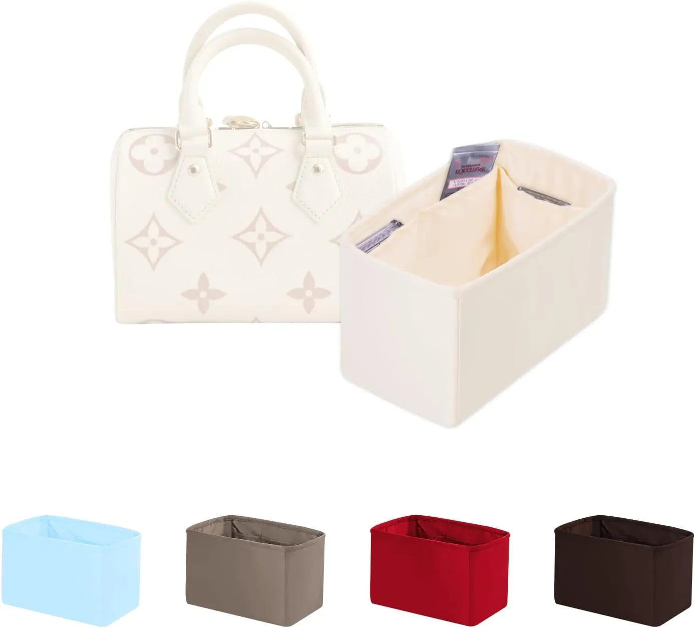 Speedy 25 Organizer Insert, Purse Dividers Compatible with LV Bag Speedy, Women's Handbag Organizers with Silky Satin (Craie, Speedy25)