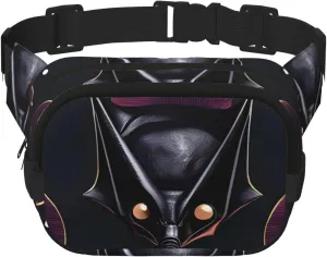 Square Double Layer Waist Bag - Crossbody Bag/Adjustable Strap Chest,for Travel Workout Running print Black Ghost Bat
