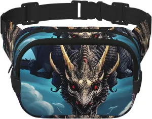 Square Double Layer Waist Bag - Crossbody Bag/Adjustable Strap Chest,for Travel Workout Running print Flying Dragon