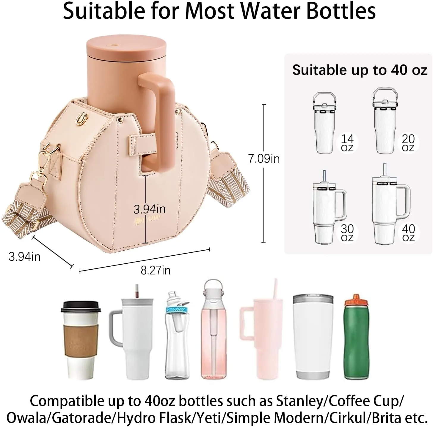 Stanley Cup Purse for Stanley Cup Holder Bag, Portable Crossbody Water Cup Storage Bag, 40oz Purse Cup for Stanley Cup Bag