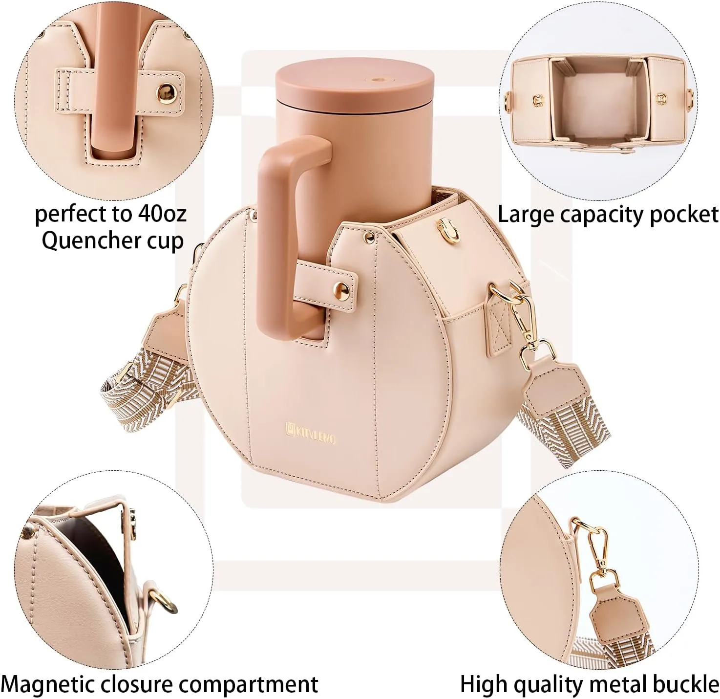 Stanley Cup Purse for Stanley Cup Holder Bag, Portable Crossbody Water Cup Storage Bag, 40oz Purse Cup for Stanley Cup Bag