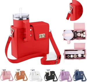 Stanley Outdoor Portable Crossbody Cup Storage Bag with Purse, Crossbody Bag for Stanley Bottle