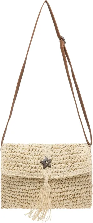 Straw Bag for Women Straw Clutch Purse Summer Beach Bag Woven Shoulder Crossbody Bag