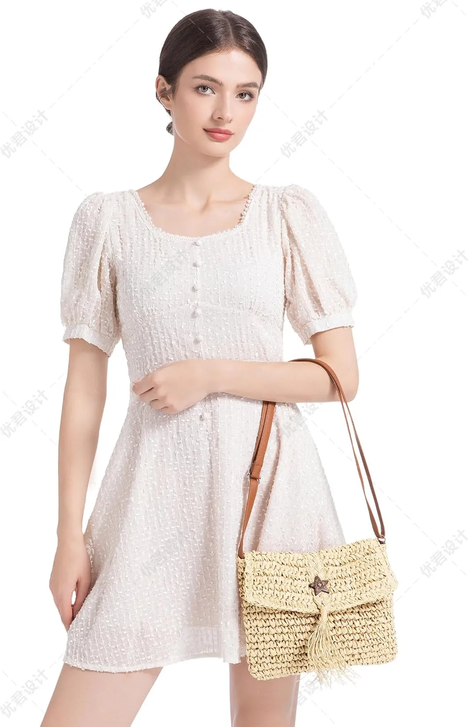 Straw Bag for Women Straw Clutch Purse Summer Beach Bag Woven Shoulder Crossbody Bag