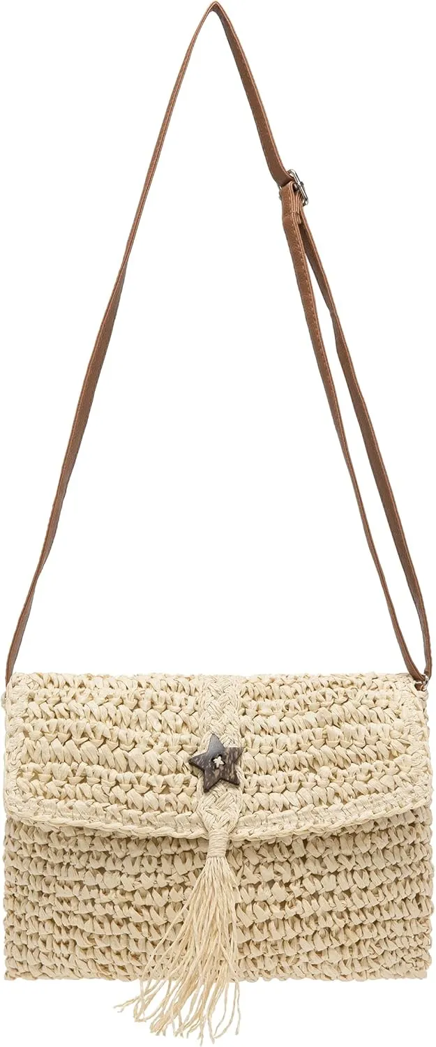 Straw Bag for Women Straw Clutch Purse Summer Beach Bag Woven Shoulder Crossbody Bag