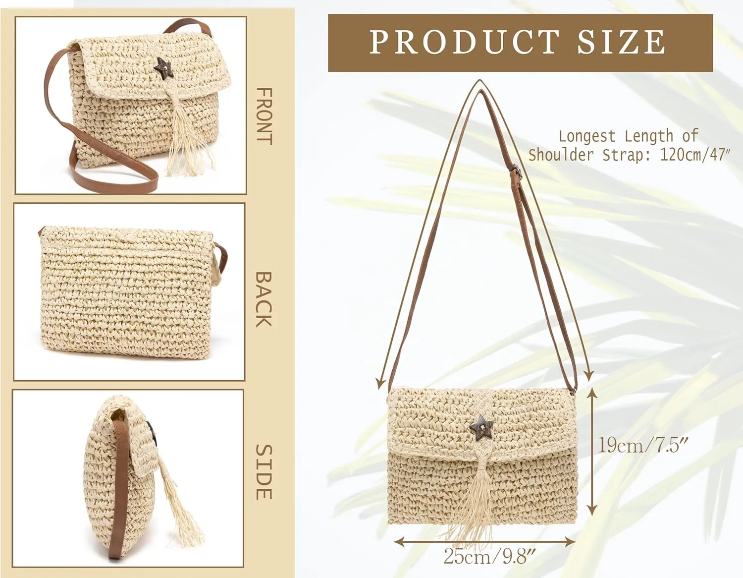 Straw Bag for Women Straw Clutch Purse Summer Beach Bag Woven Shoulder Crossbody Bag