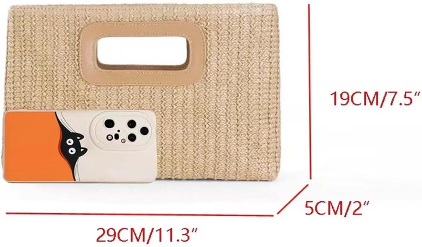 Straw Bag Top Handle Handbags for Women Straw Beach Summer Clutch Shoulder Crossbody Purse