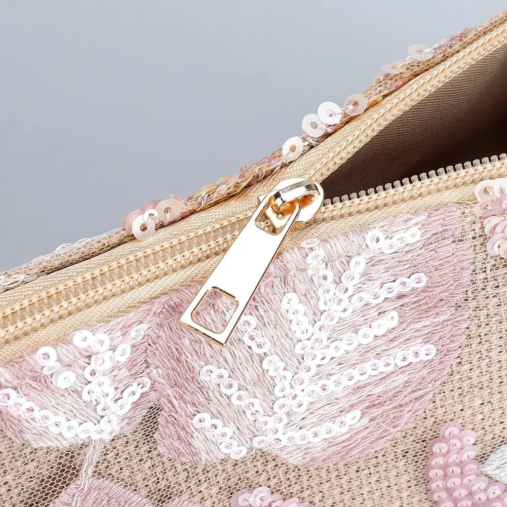 Straw Beach Bag for Women Chic Mesh Chain Purse Summer Sequin Floral Shoulder Crossbody Bag Small Multi Color Purse 2025