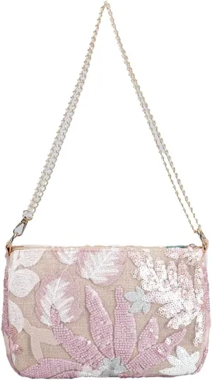 Straw Beach Bag for Women Chic Mesh Chain Purse Summer Sequin Floral Shoulder Crossbody Bag Small Multi Color Purse 2025