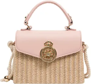 Straw Beach Bags for Women Chic Top-Handle Purses Summer Straw Crossbody Tote Handbag Travel Work Hobo Shoulder Bag 2025