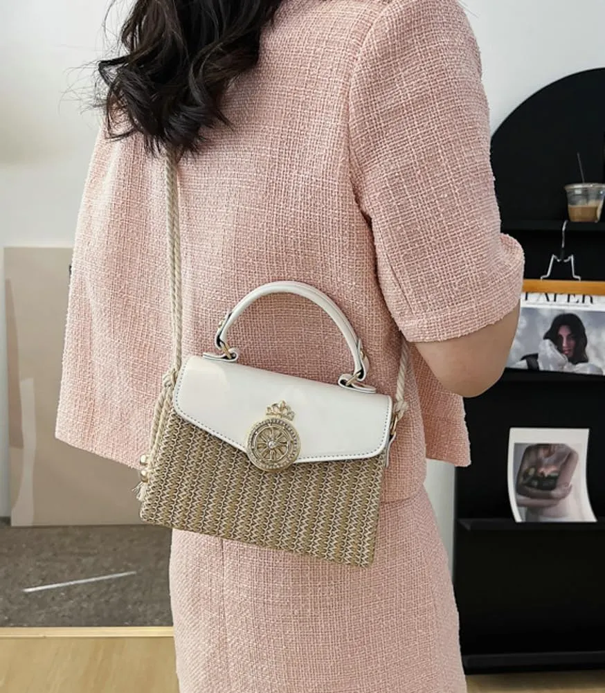 Straw Beach Bags for Women Chic Top-Handle Purses Summer Straw Crossbody Tote Handbag Travel Work Hobo Shoulder Bag 2025