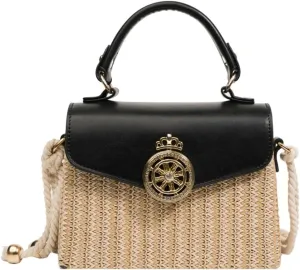 Straw Beach Bags for Women Chic Top-Handle Purses Summer Straw Crossbody Tote Handbag Travel Work Hobo Shoulder Bag 2025