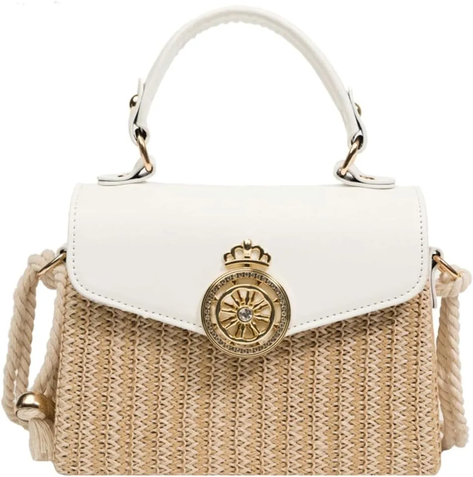 Straw Beach Bags for Women Chic Top-Handle Purses Summer Straw Crossbody Tote Handbag Travel Work Hobo Shoulder Bag 2025