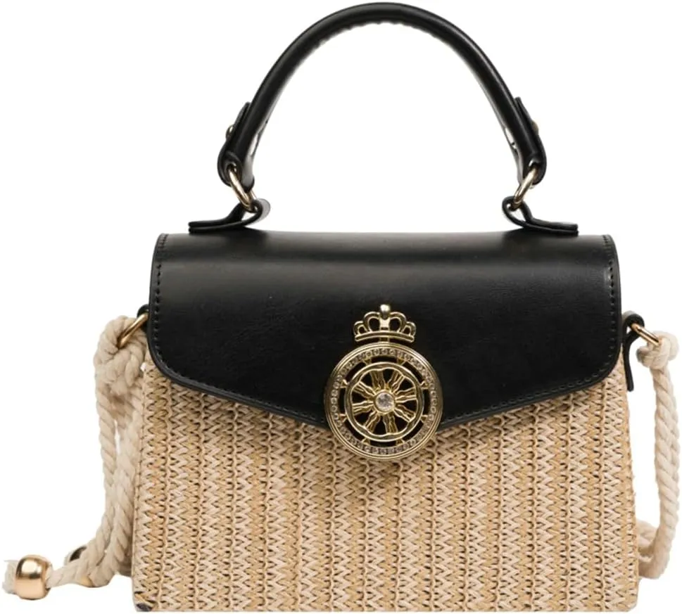Straw Beach Bags for Women Chic Top-Handle Purses Summer Straw Crossbody Tote Handbag Travel Work Hobo Shoulder Bag 2025