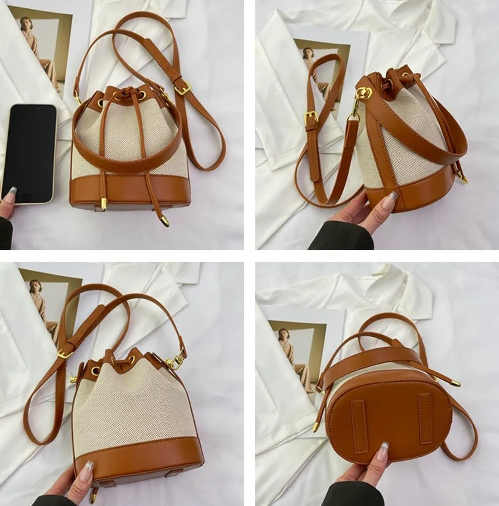 Straw Bucket Bag Summer Beach Bag Woven Crossbody Bag Satchel Handbag Hobo Bag Clutch Bag for Vacation Wedding Party