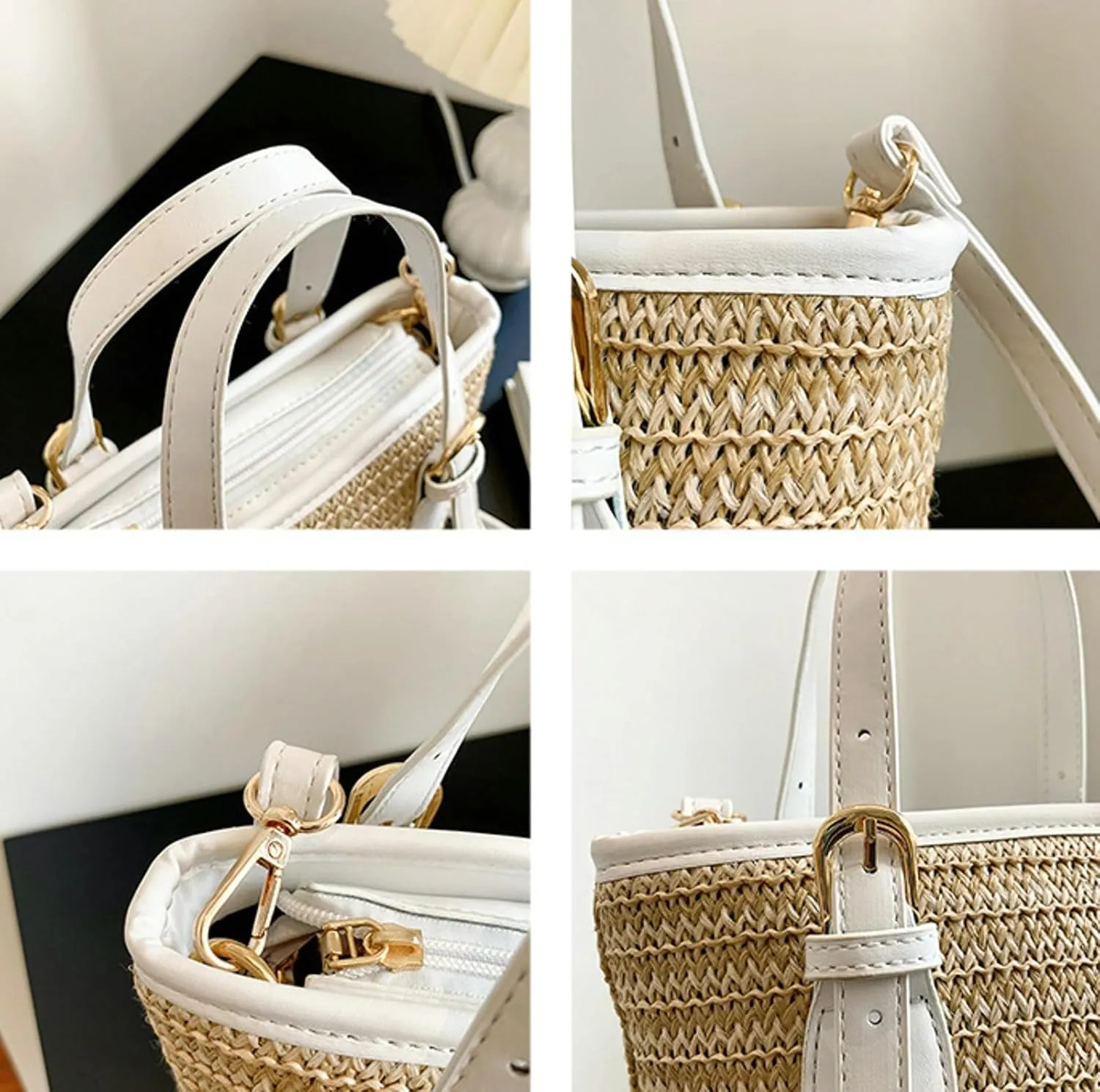 Straw Bucket Bag Women 2025 Summer Cross Body Handbag Woven Top Handle Crochet Purse Cute Shoulder Beach Travel Vacation