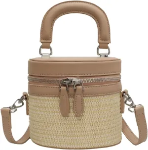 Straw Bucket Bags for Women Handmade Crossbody Bags for Women Woven Satchel Handbag Beach Bag Casual Straw Bag 2024