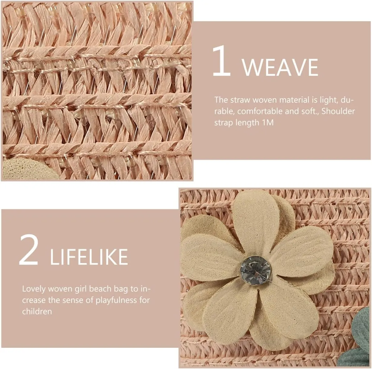 Straw Children's Satchel Sunflower Purse Mexican Purse Straw Woven Purse for Toddler Girl Toddler Girl