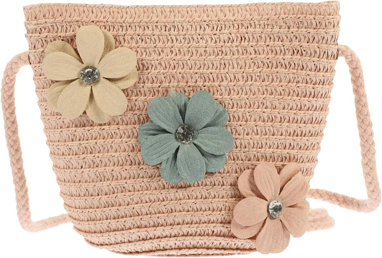 Straw Children's Satchel Sunflower Purse Mexican Purse Straw Woven Purse for Toddler Girl Toddler Girl
