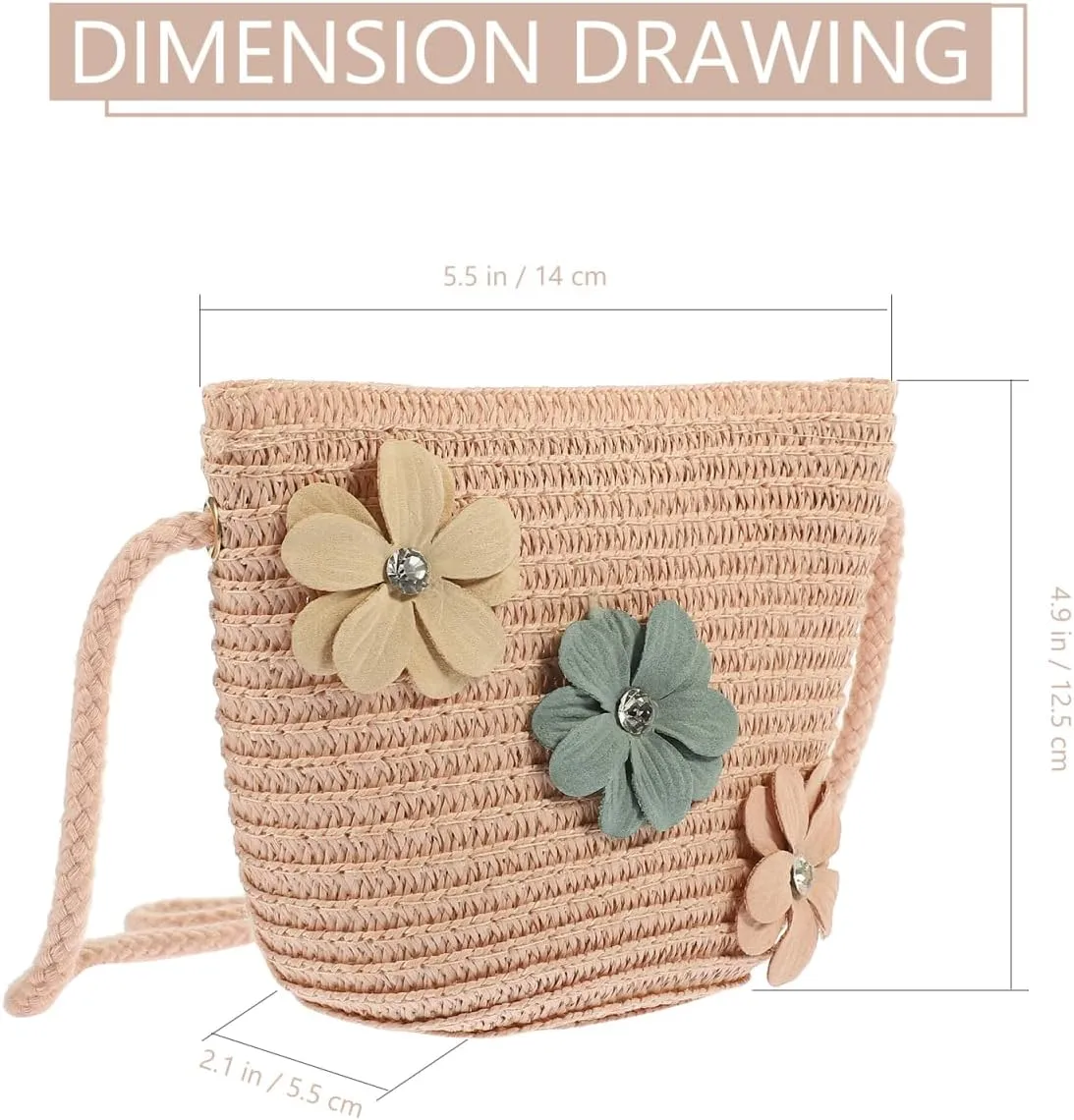 Straw Children's Satchel Sunflower Purse Mexican Purse Straw Woven Purse for Toddler Girl Toddler Girl