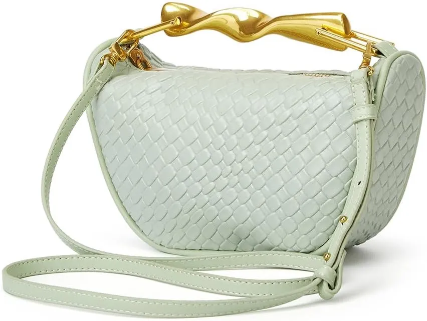 Straw Clutch Bag for Women Mini Summer Satchel Purse Fashion Woven Crossbody Shoulder Handbags with Chain Strap