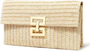 Straw Clutch Purse Crossbody Bag for Women Designer Evening Handbag Casual Summer Beach Straw Shoulder Bag