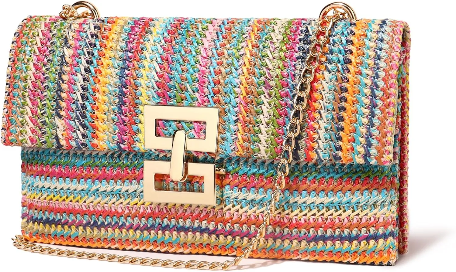 Straw Clutch Purse Crossbody Bag for Women Designer Evening Handbag Casual Summer Beach Straw Shoulder Bag
